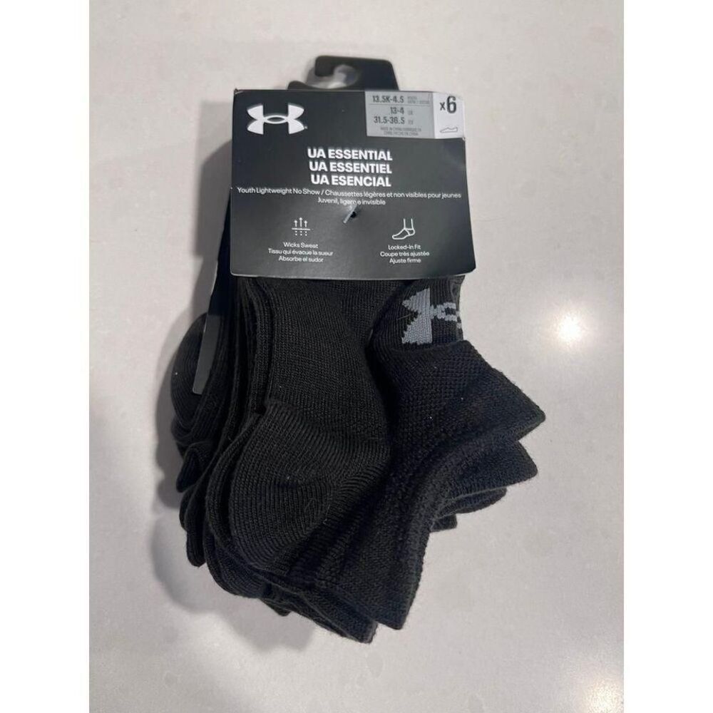 Under Armour Socks youth boys black 13.5-4.5 new‎